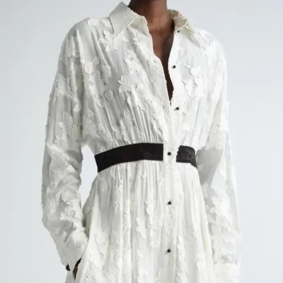 St John Collection XL Floral Shirtdress Fil Coupe Chalk NWT - Picture 2 of 15